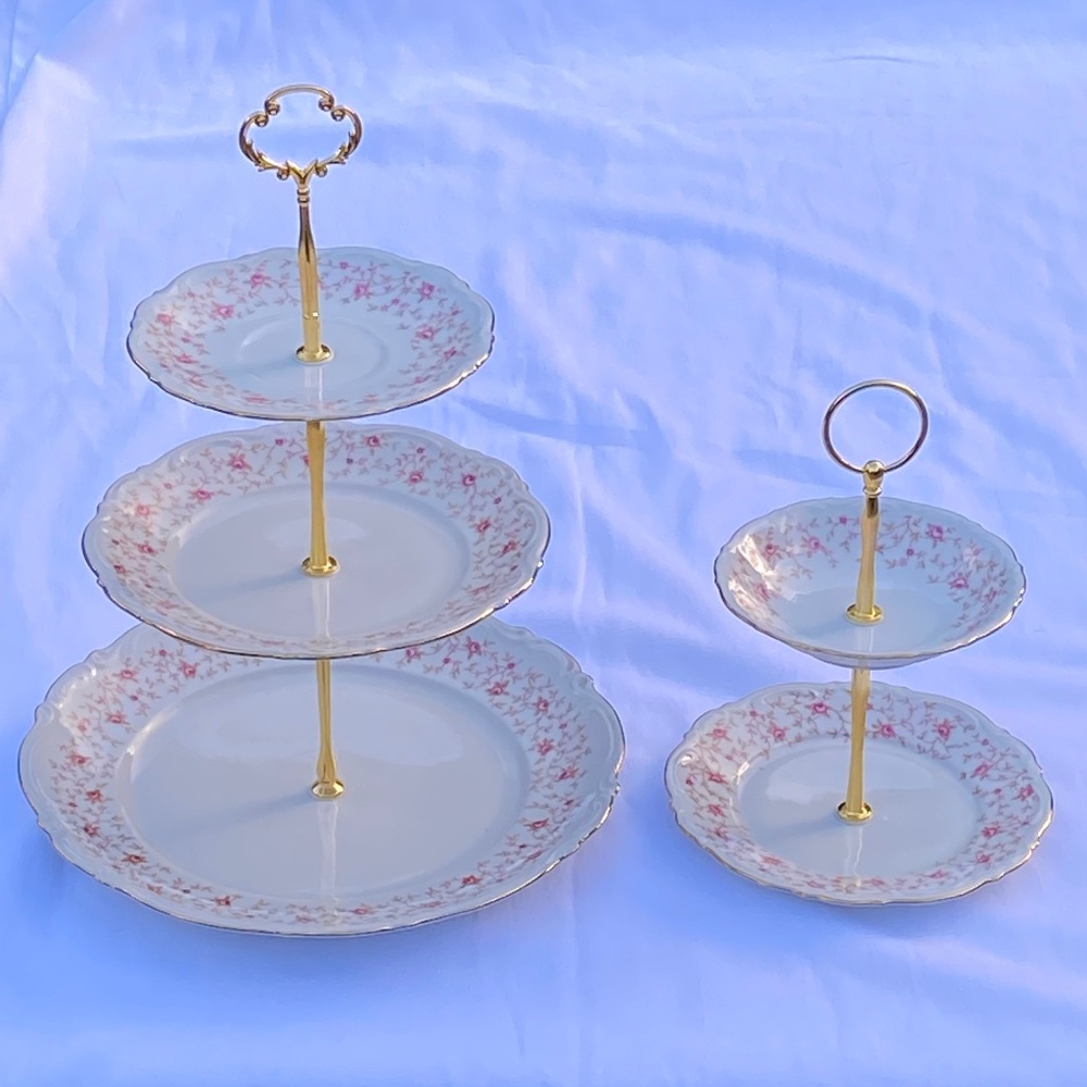 Lady Claire Bavaria Germany 3 tier and 2 tier desert cake stand vintage china